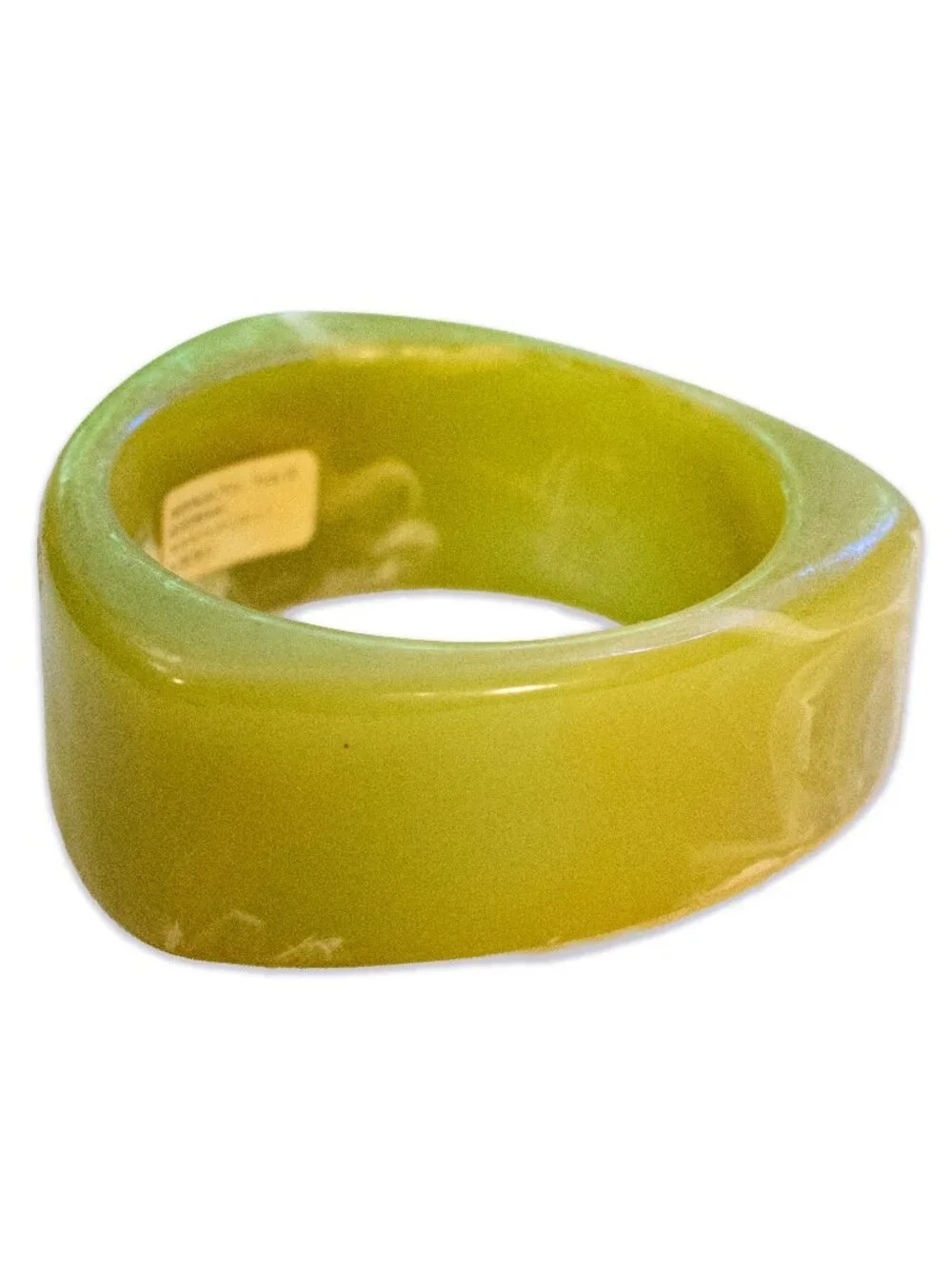 Triangular Green Jade Bangle Light Green with White Marbling